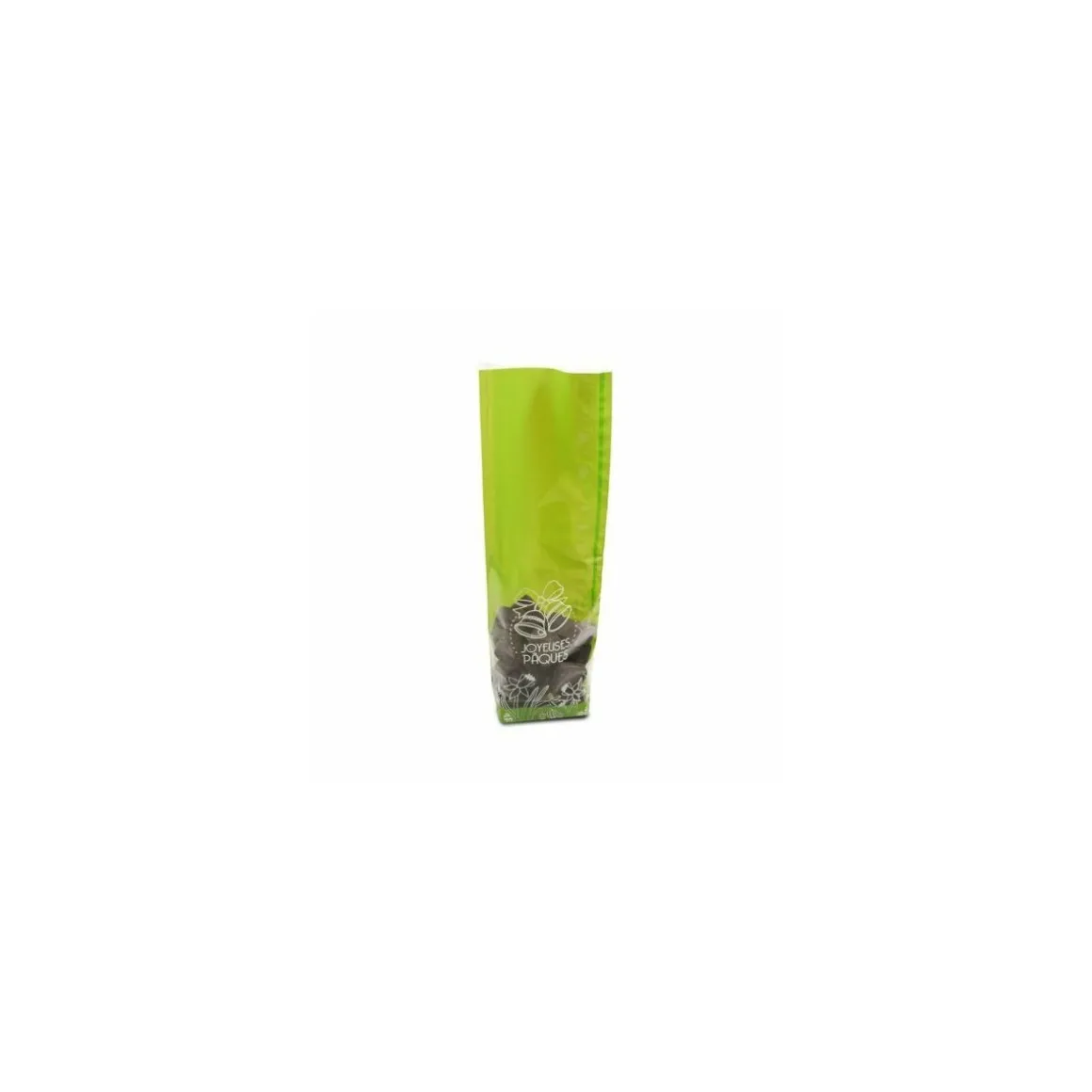 Sachet confiseur fond carton JOYEUSES PAQUES VERT 12 x 27,5 cm - par 100