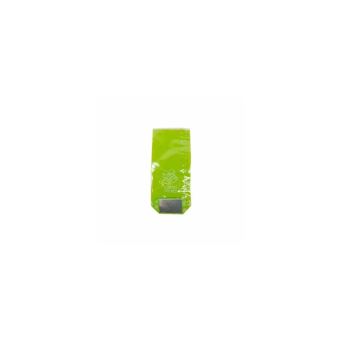 Sachet confiseur fond carton JOYEUSES PAQUES VERT 10 x 22 cm - par 100