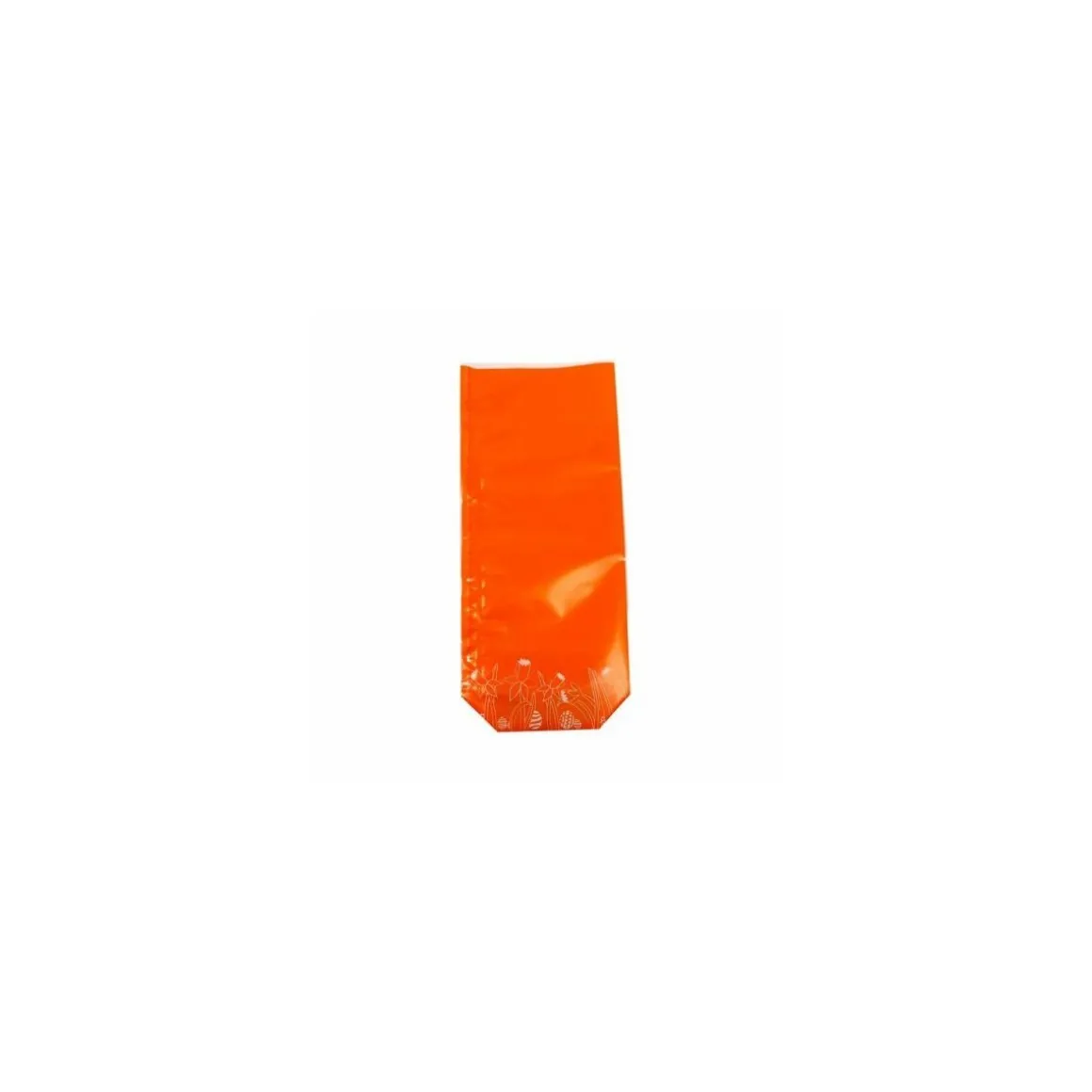 Sachet confiseur fond carton JOYEUSES PAQUES ORANGE 12 x 27,5 cm - par 100