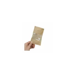 Sachet Doypack kraft brun avec zip et fenêtre 11 + 6,5 x 18,5 cm - par 100