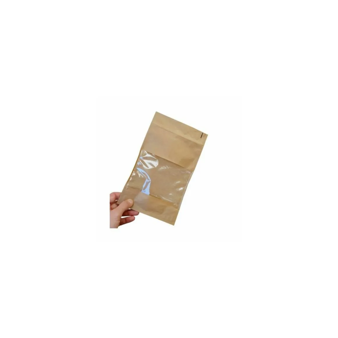 Sachet Doypack kraft brun avec zip et fenêtre 16 + 8 x 27 cm - par 100