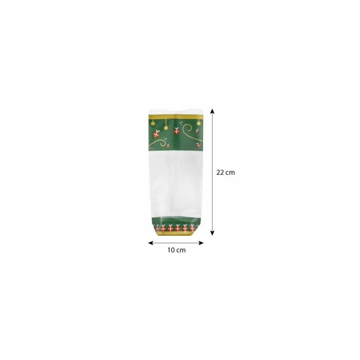 Sachet plastique fond carton "Cadeau Noël" 10 x 22 cm - par 100
