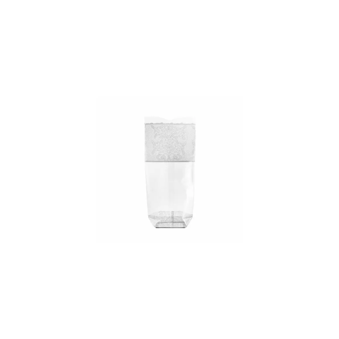 Sachet plastique fond carton "Dentelle blanche" 14 x 30,5 cm - par 100