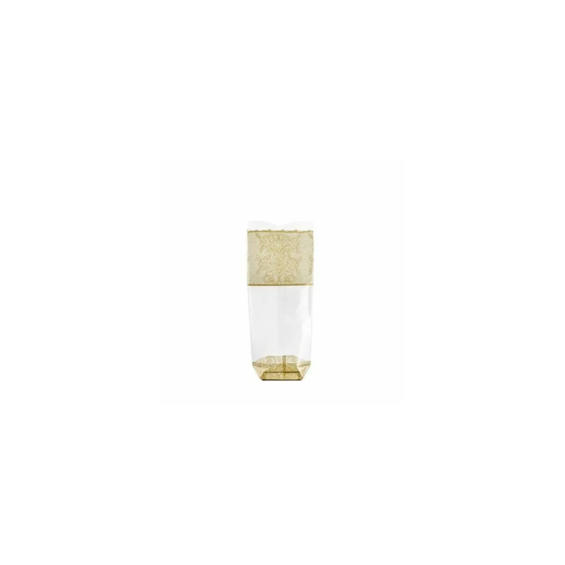 Sachet plastique fond carton "Dentelle or" 10 x 22 cm - par 100