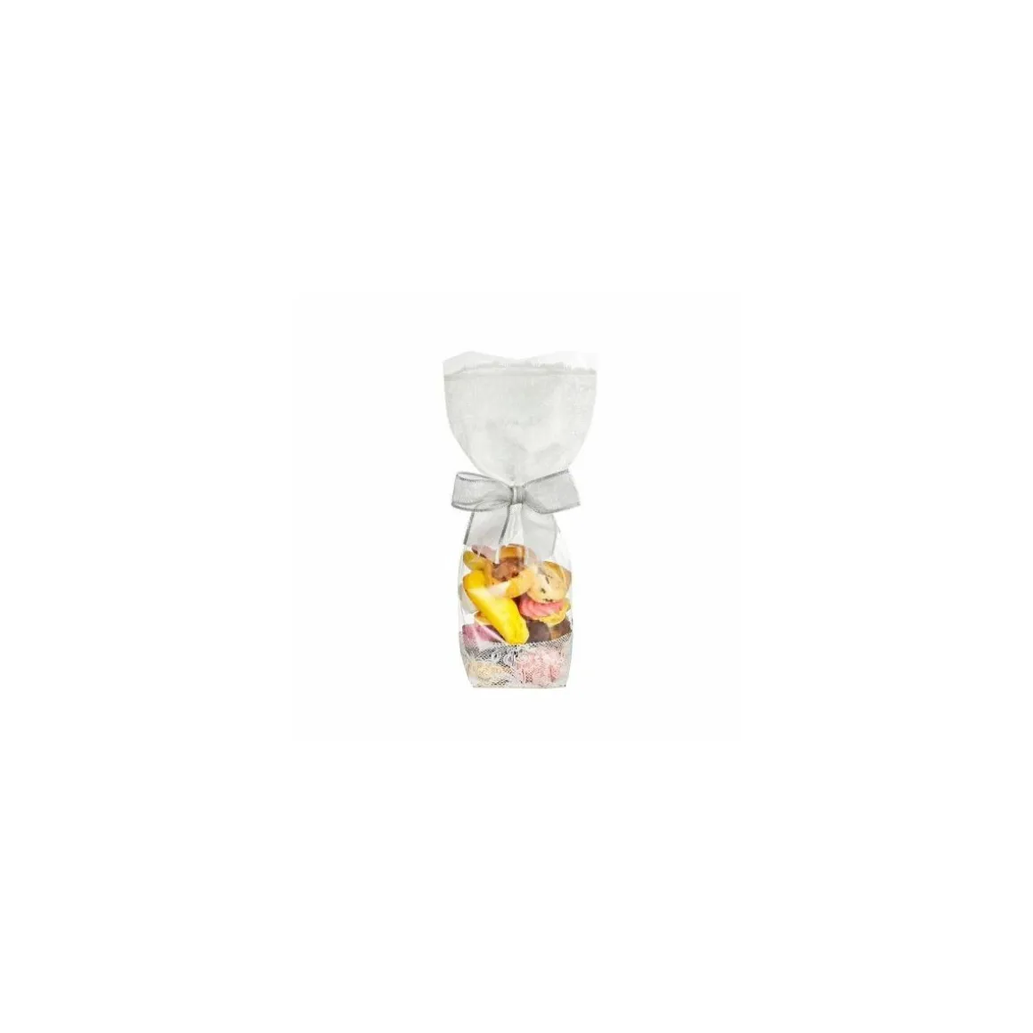 Sachet plastique fond carton "Dentelle blanche" 12 x 26 cm - par 100
