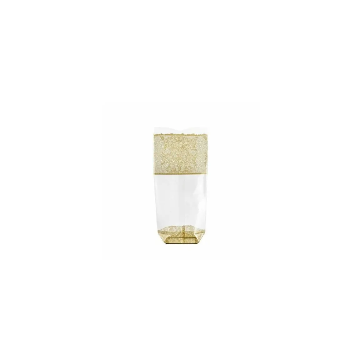 Sachet plastique fond carton "Dentelle or" 14 x 30,5 cm - par 100