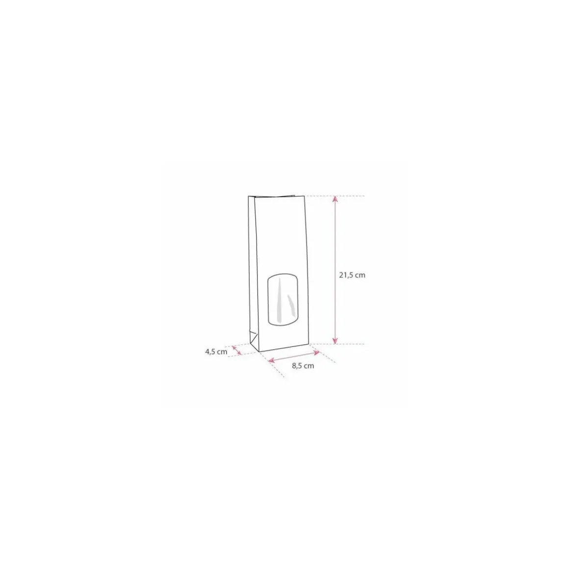 Sachet SOS kraft brun vergé avec fenêtre 8,5 + 5 x 21,5 cm - par 100