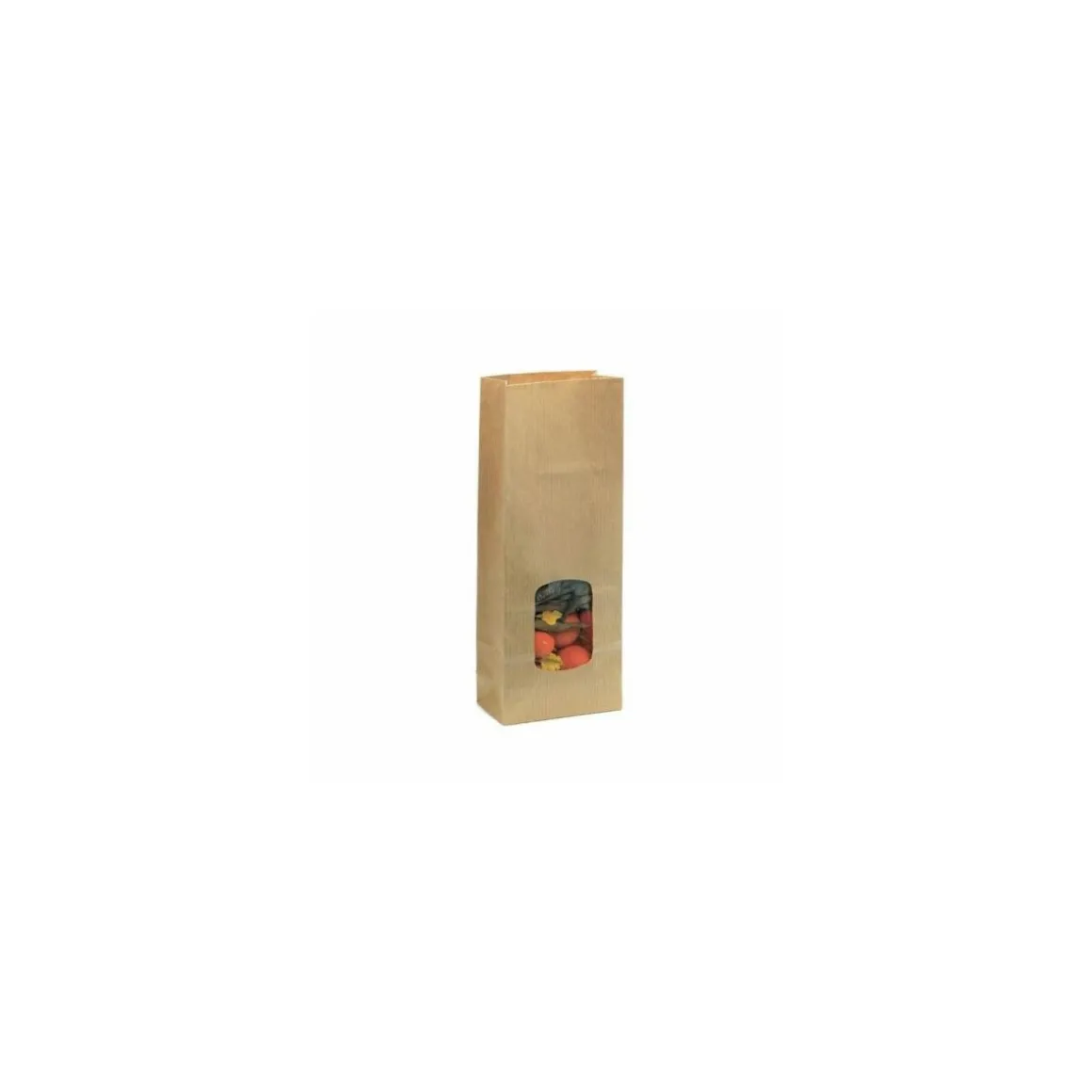 Sachet SOS kraft brun vergé avec fenêtre 8,5 + 5 x 21,5 cm - par 100