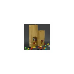 Sachet SOS kraft brun vergé avec fenêtre 8,5 + 5 x 21,5 cm - par 100