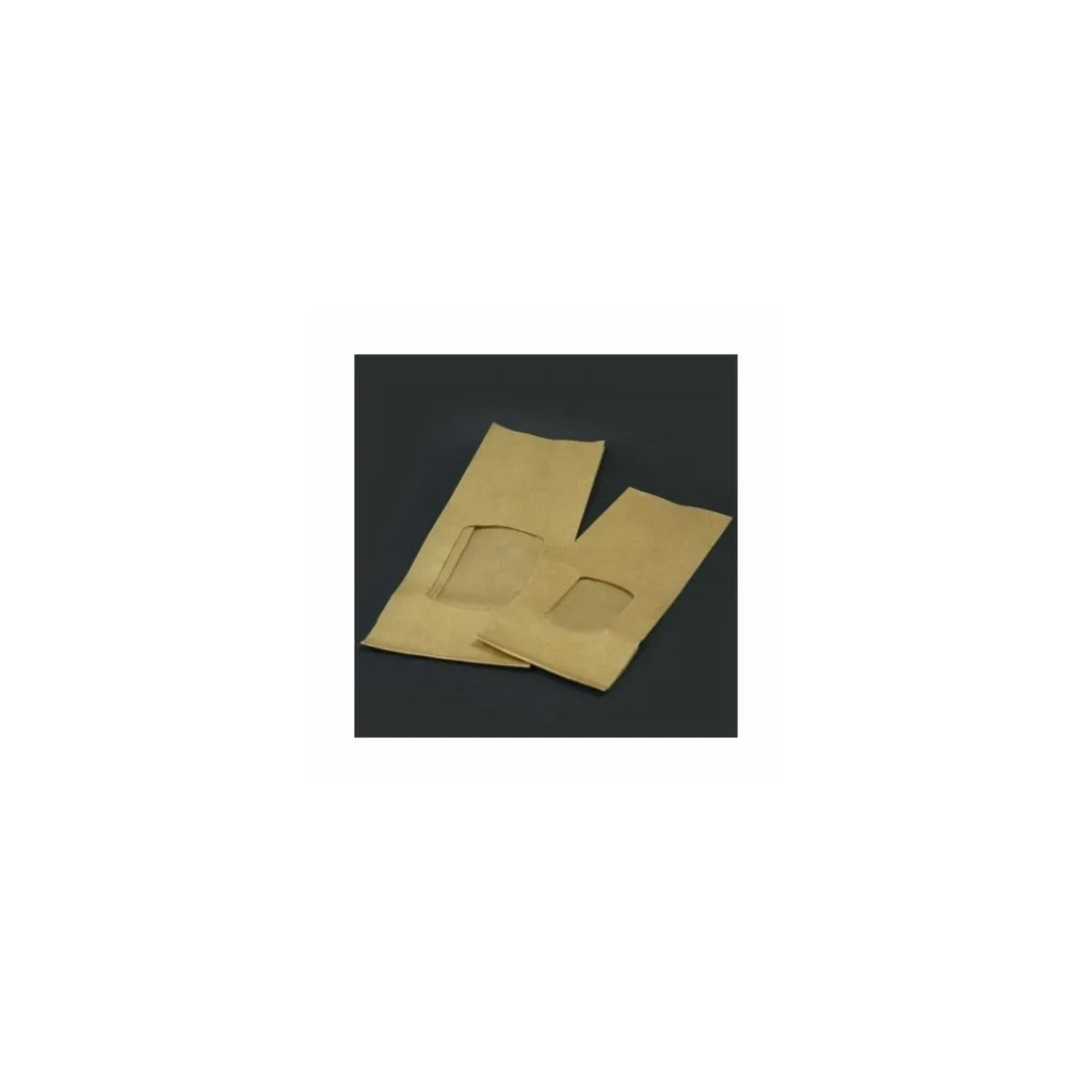 Sachet SOS kraft brun vergé avec fenêtre 8,5 + 5 x 21,5 cm - par 100