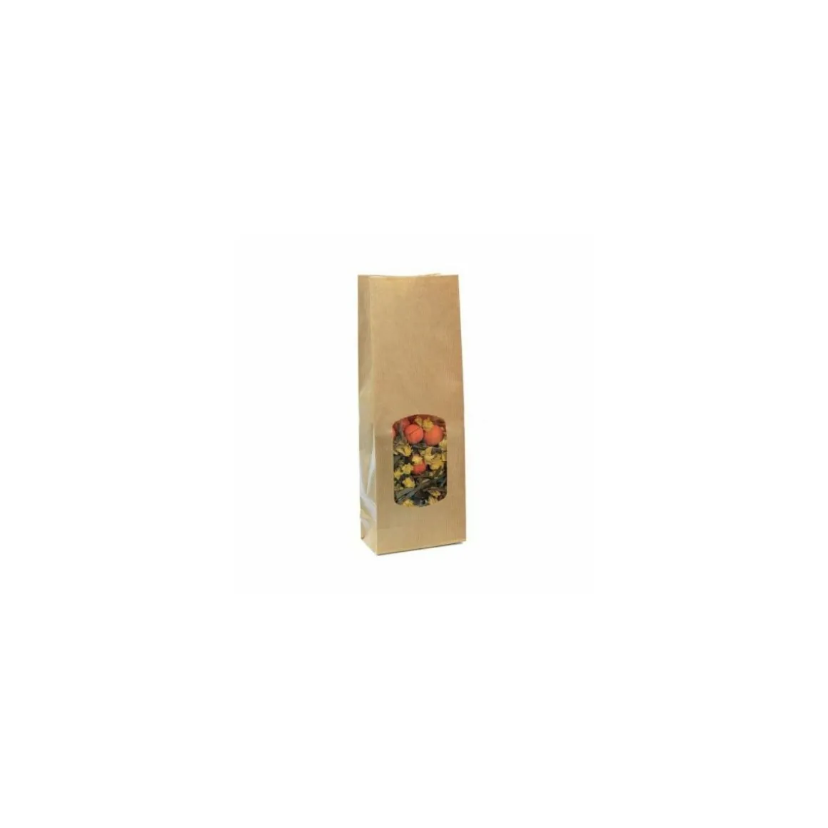 Sachet SOS kraft brun vergé avec fenêtre 10 + 5,5 x 29 cm - par 100