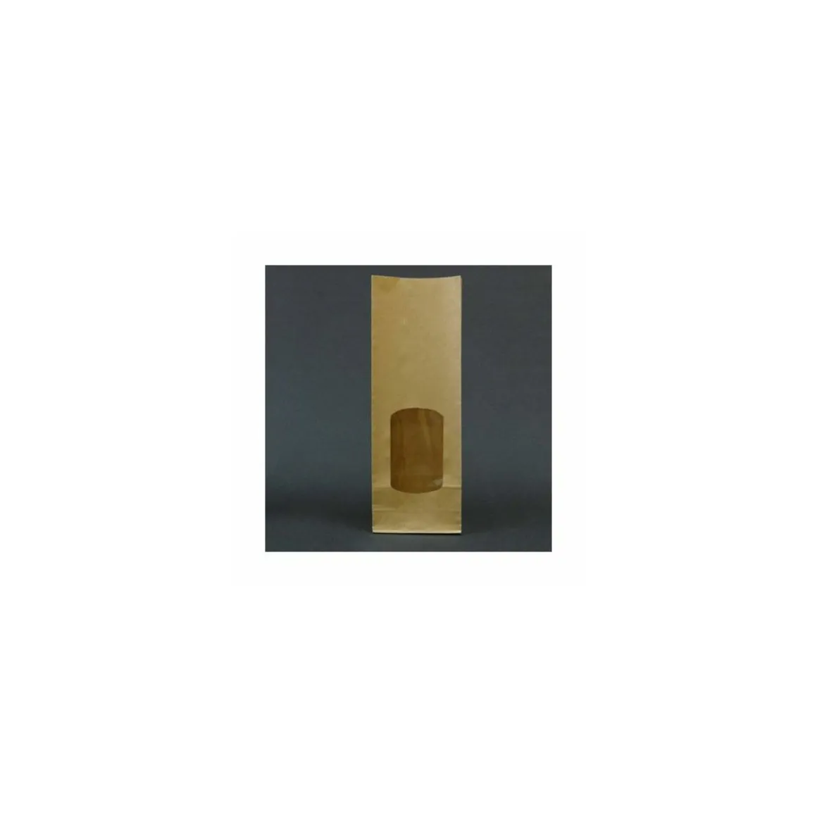Sachet SOS kraft brun vergé avec fenêtre 10 + 5,5 x 29 cm - par 100