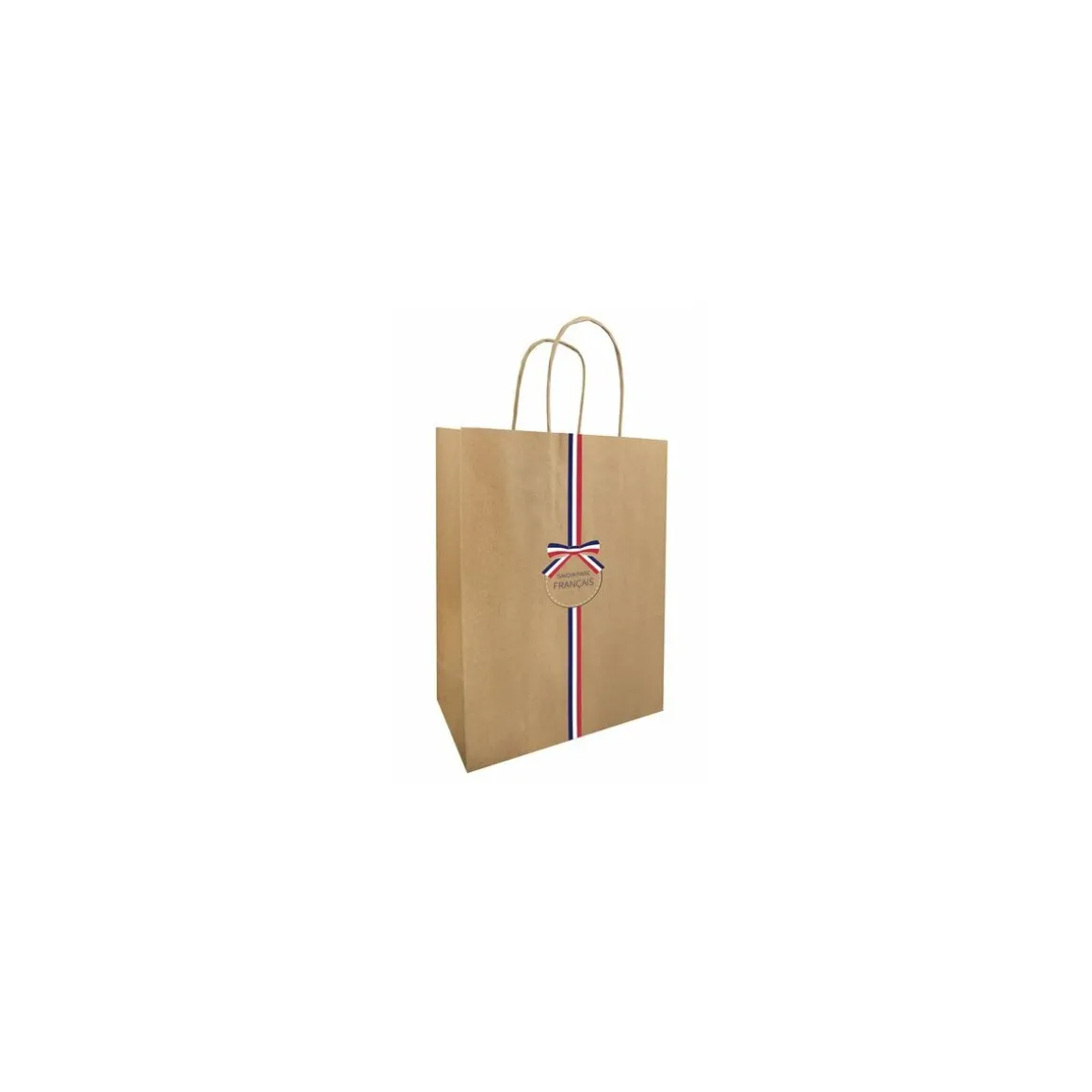 Sac kraft bleu blanc rouge 30 x 23 + 12 cm - par 50