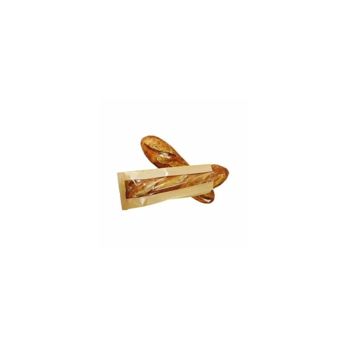 Sac à pain kraft brun avec fenêtre 19 + 7 x 36 cm (2 baguettes)- par 1000