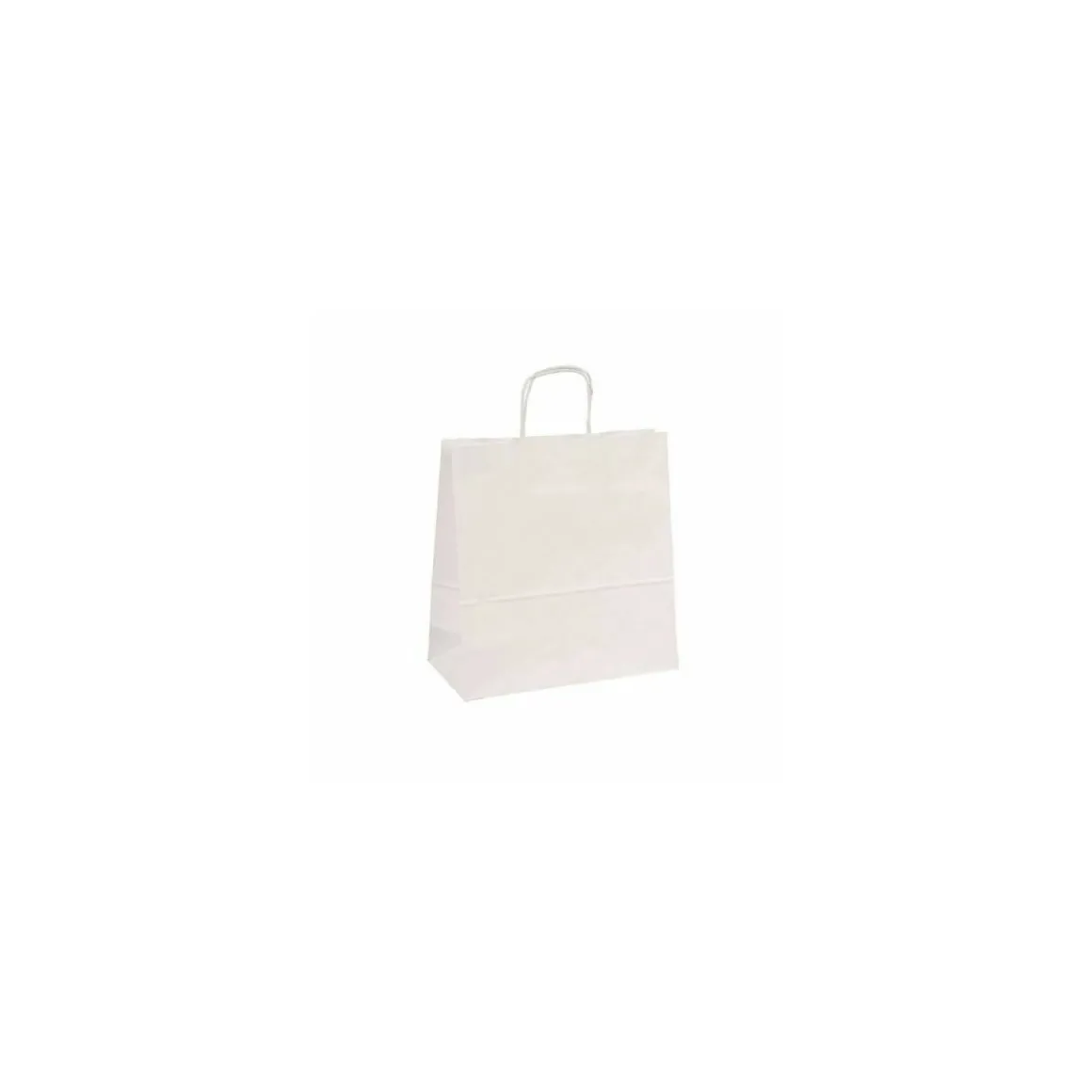 Sac papier kraft blanc à poignées torsadées 35 + 14 x 44 cm - par 50