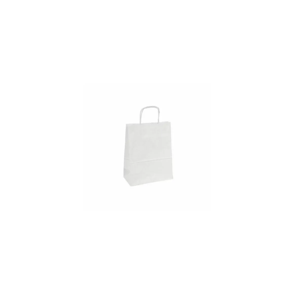 Sac papier kraft blanc à poignées torsadées 18 + 8 x 22 cm - par 50