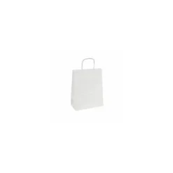 Sac papier kraft blanc à poignées torsadées 22 + 10 x 31 cm - par 50