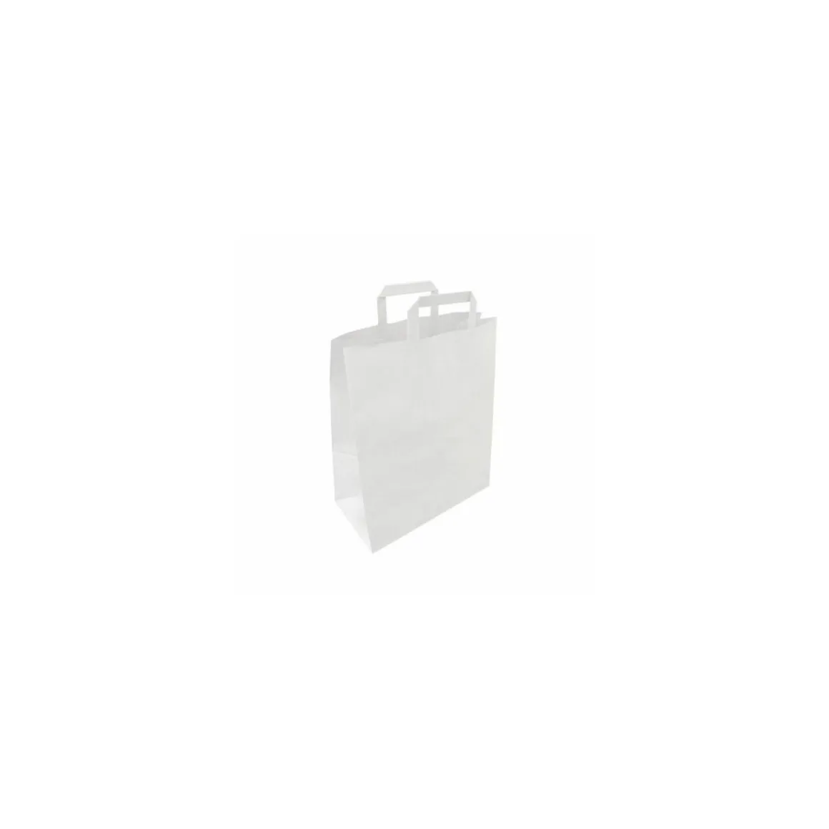Sac papier kraft blanc à poignées plates 32 + 15 x 40 cm - par 50