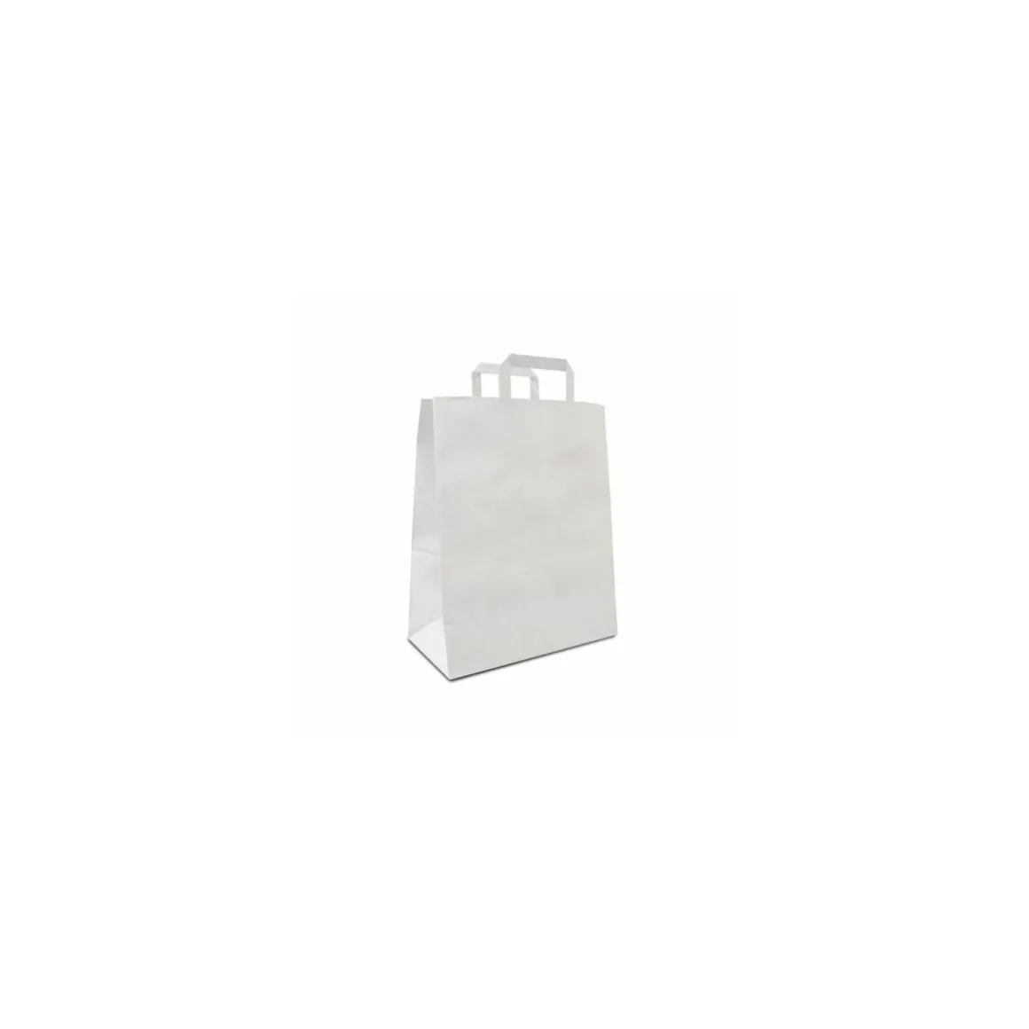 Sac papier kraft blanc à poignées plates 32 + 15 x 40 cm - par 50