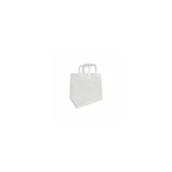 Sac papier kraft blanc à poignées plates 26 + 19 x 25 cm - par 250