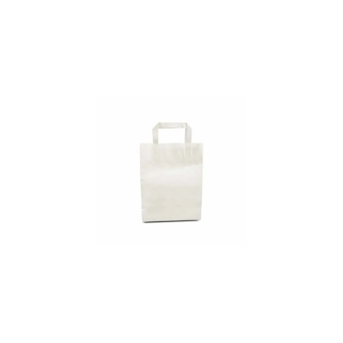 Sac papier kraft blanc à poignées plates 22 + 10 x 28 cm - par 50
