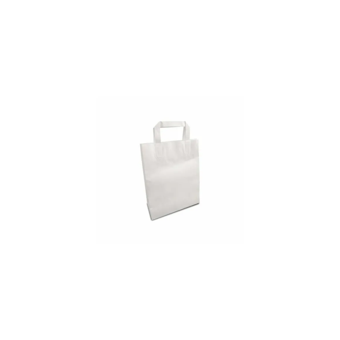Sac papier kraft blanc à poignées plates 22 + 10 x 28 cm - par 50