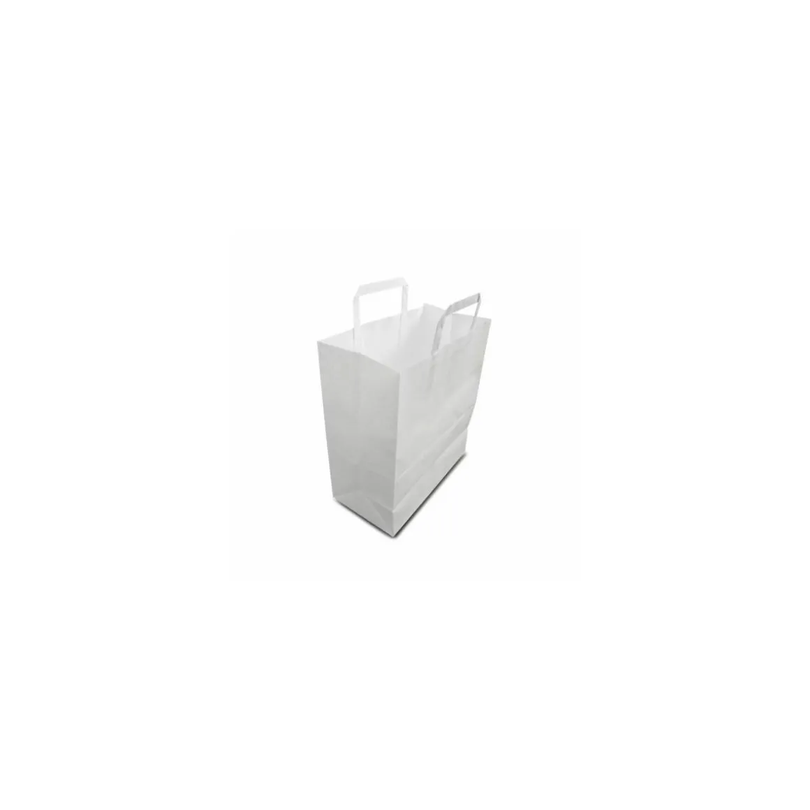 Sac papier kraft blanc à poignées plates 26 + 14 x 32 cm - par 50