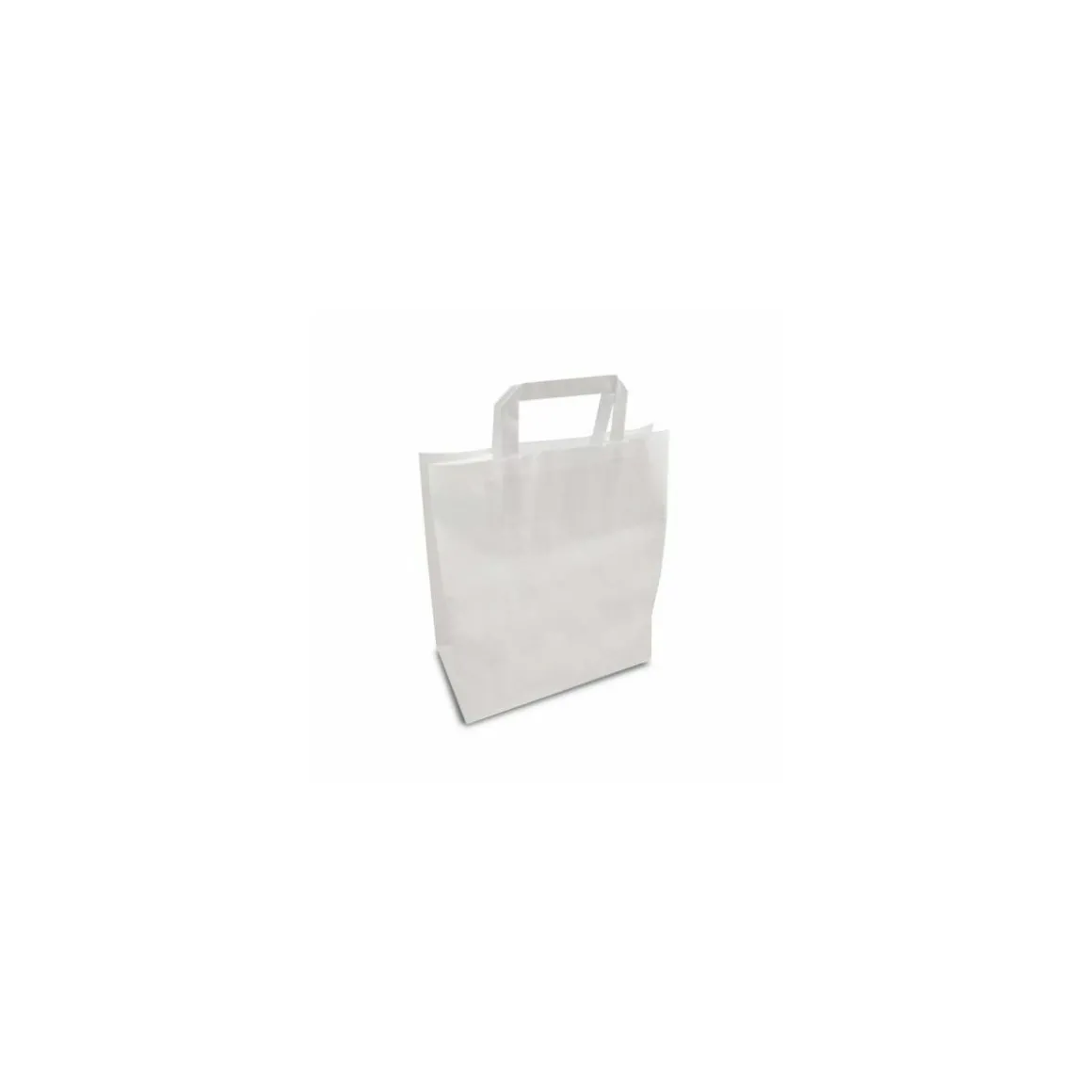 Sac papier kraft blanc à poignées plates 26 + 14 x 32 cm - par 50
