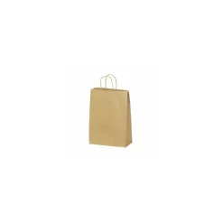 Sac papier kraft brun à poignées torsadées 26 + 12 x 35 cm - par 50