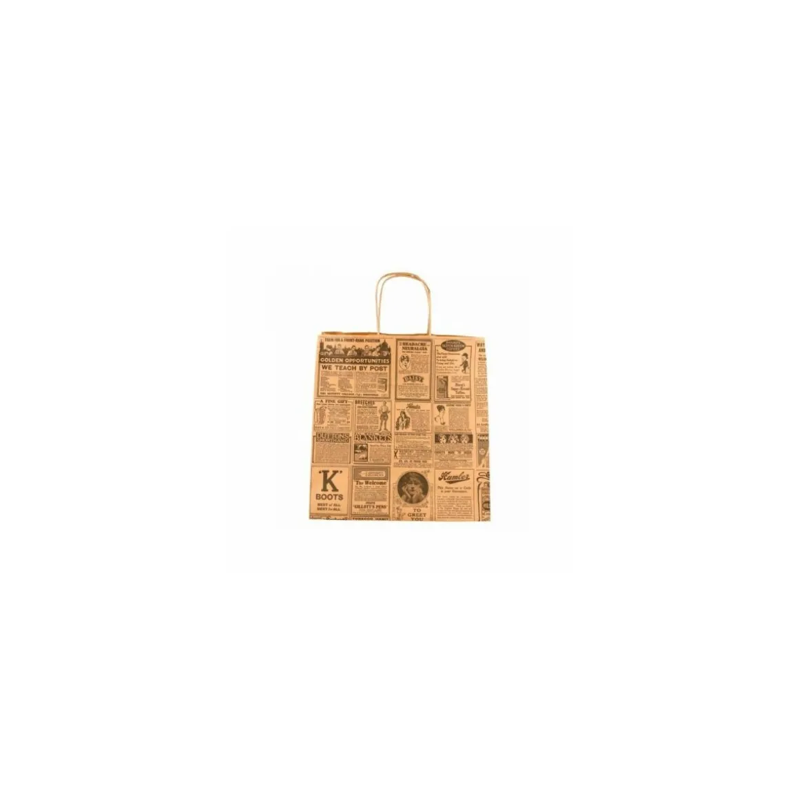 Sac papier kraft brun à poignées torsadées "Times" 26 + 20 x 27 cm - par 250