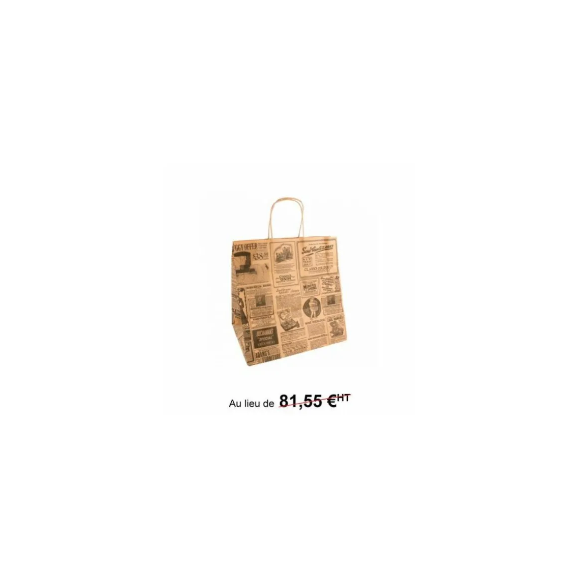 Sac papier kraft brun à poignées torsadées "Times" 26 + 20 x 27 cm - par 250