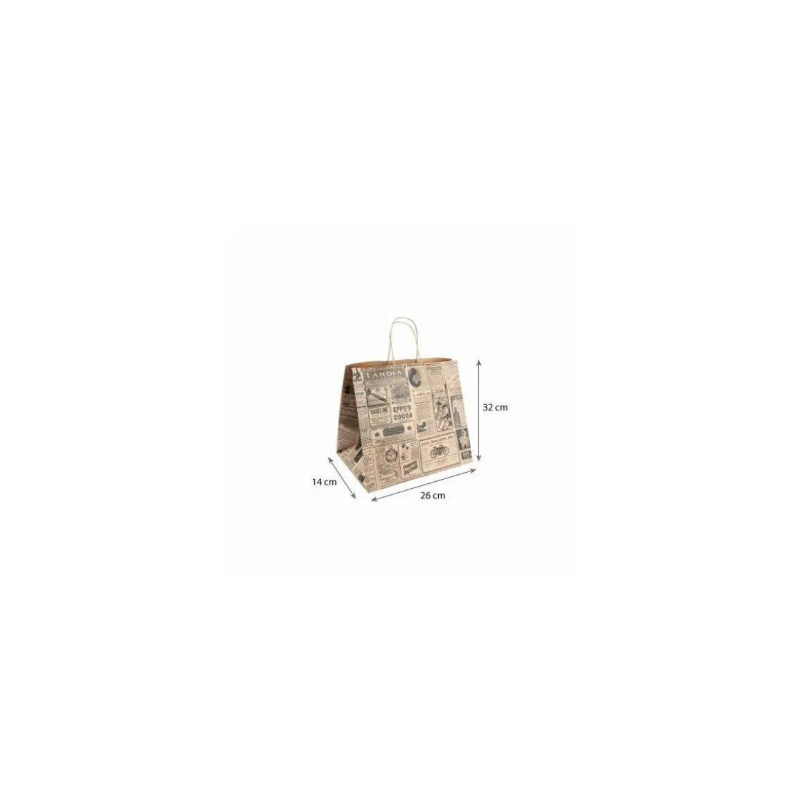 Sac papier kraft brun à poignées torsadées "Times" 26 + 14 x 32 cm - par 250