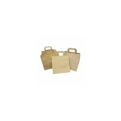 Sac papier kraft brun à poignées plates 26 + 19 x 25 cm - par 250