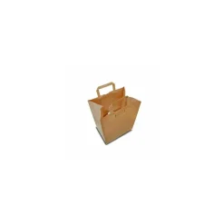 Sac papier kraft brun à poignées plates extérieures 26 + 20 x 32 cm - par 250