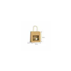 Sac papier kraft brun à poignées torsadées avec fenêtre 18 + 8 x 19 cm - par 12