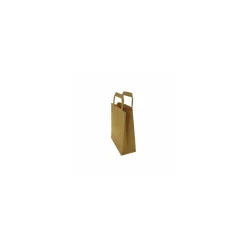 Sac papier kraft brun à poignées plates 18 + 8 x 22 cm - par 50