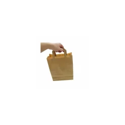 Sac papier kraft brun à poignées plates 22 + 11 x 28 cm - par 50