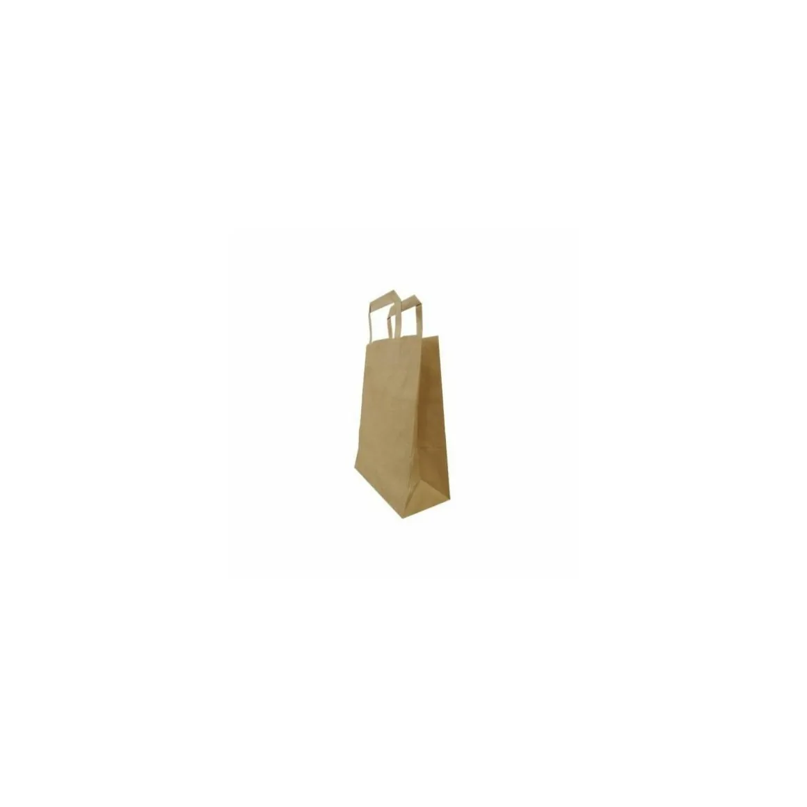 Sac papier kraft brun à poignées plates 22 + 11 x 28 cm - par 50