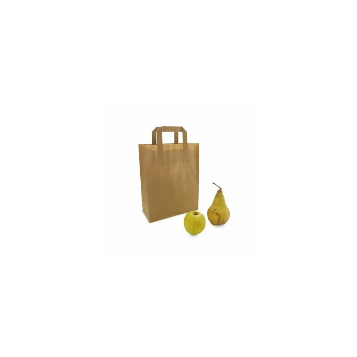 Sac papier kraft brun à poignées plates 22 + 11 x 28 cm - par 50