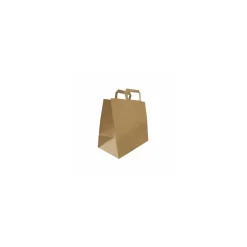 Sac papier kraft brun à poignées plates 32 + 17 x 27 cm - par 50
