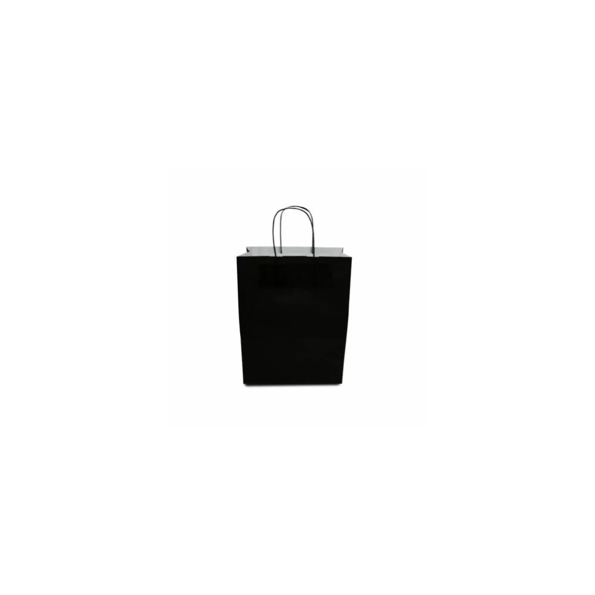 Sac papier kraft noir à poignées torsadées 23 + 12 x 30 cm - par 50
