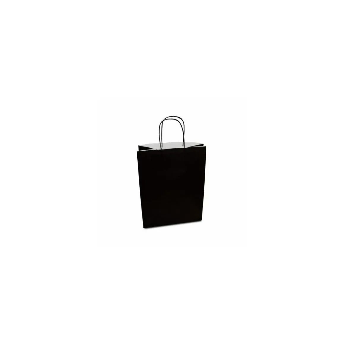 Sac papier kraft noir à poignées torsadées 23 + 12 x 30 cm - par 50
