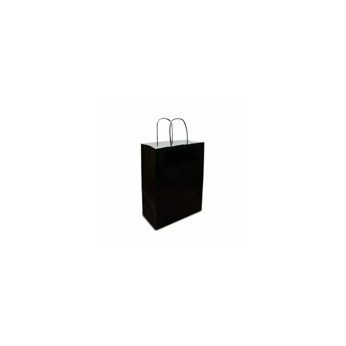Sac papier kraft noir à poignées torsadées 23 + 12 x 30 cm - par 50