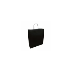 Sac papier kraft noir à poignées torsadées 35 + 14 x 40 cm - par 50