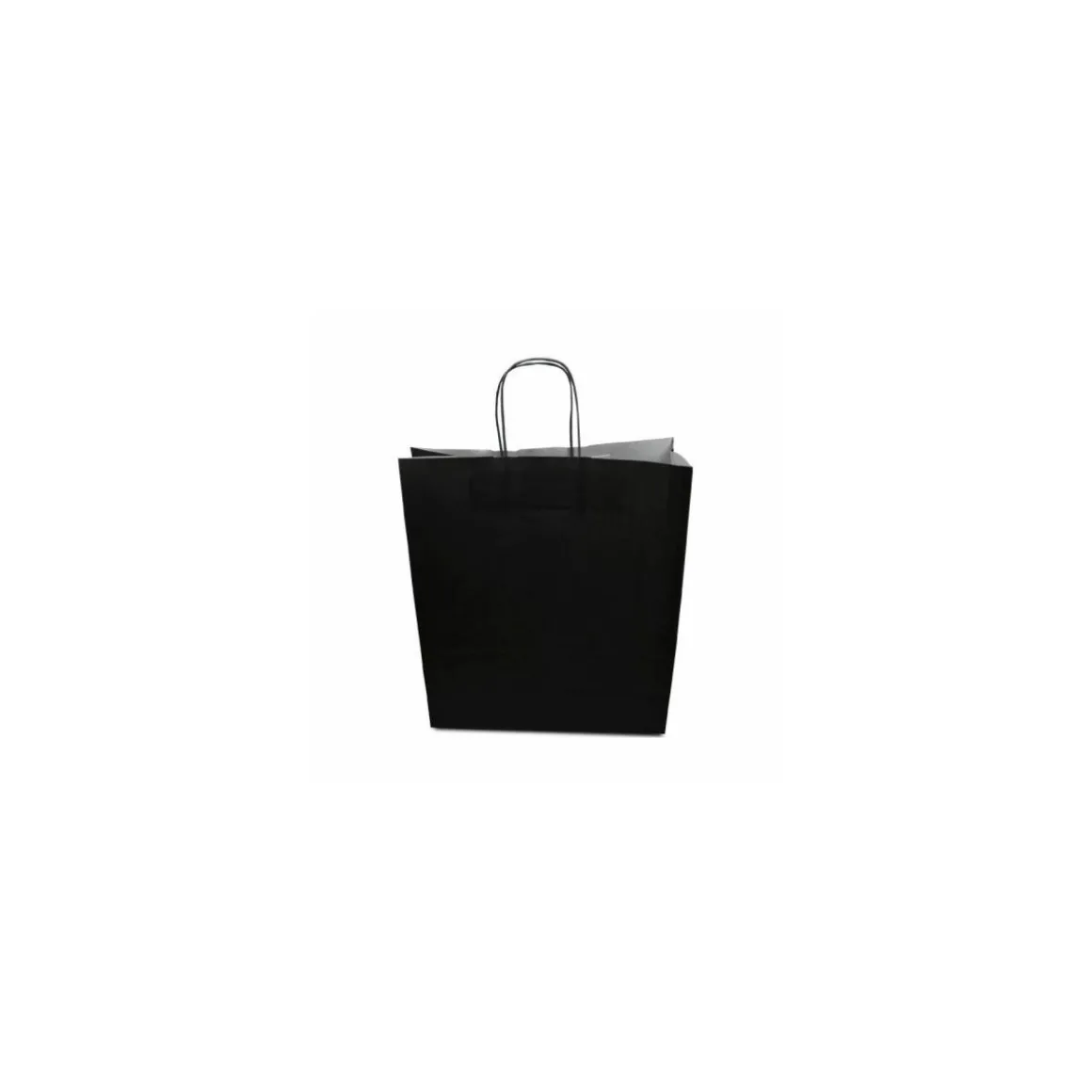 Sac papier kraft noir à poignées torsadées 35 + 14 x 40 cm - par 50