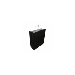 Sac papier kraft noir à poignées torsadées 35 + 14 x 40 cm - par 50