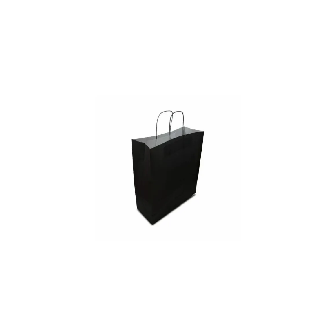 Sac papier kraft noir à poignées torsadées 35 + 14 x 40 cm - par 50