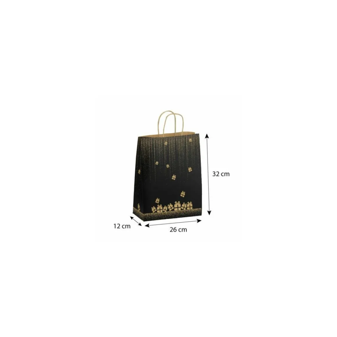 Sac papier kraft à poignées torsadées "Gala" 32 + 12 x 26 cm - par 50