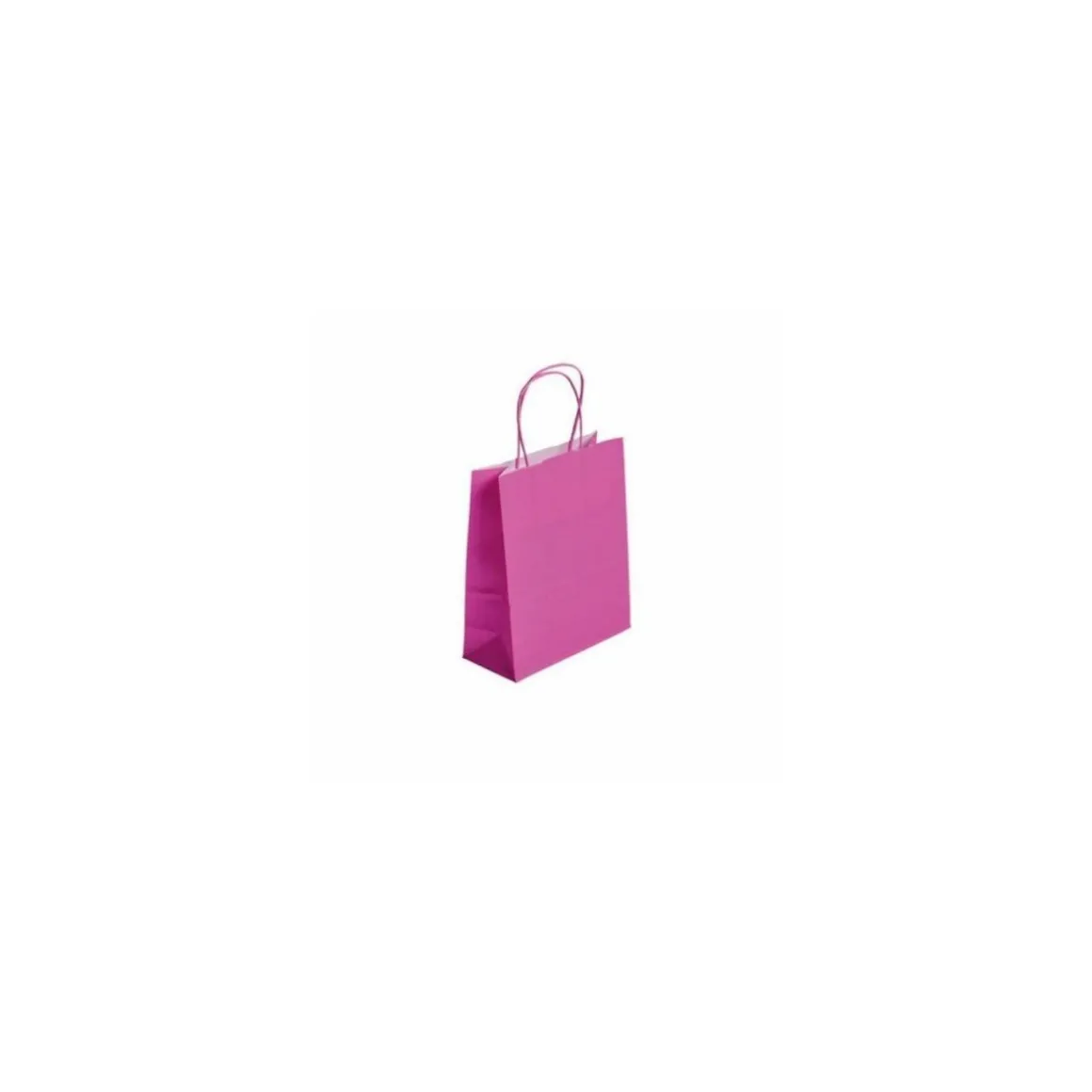 Sac papier kraft rose à poignées torsadées 18 + 8 x 22 cm - par 50