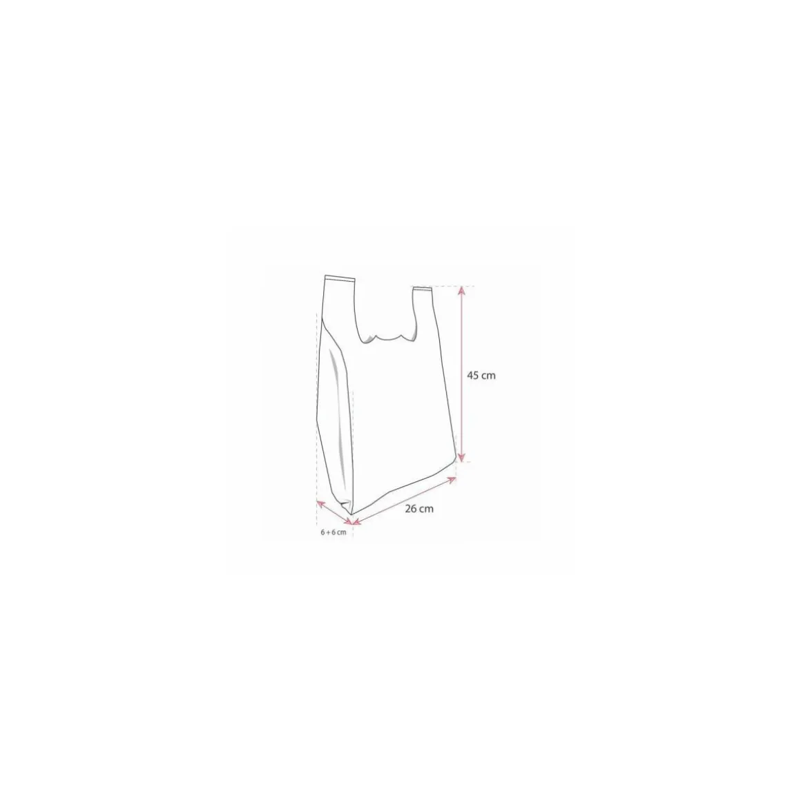 Sac plastique bretelles argent PEBD 50 µ 45 x 26 + 6 cm - par 500